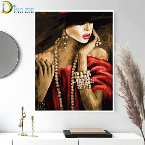 Diamond Painting Full Drill European Elegant Woman Portrait Cross Stitch Embroidery Mosaic Sale Pearl Jewelry Decor Diamond Art