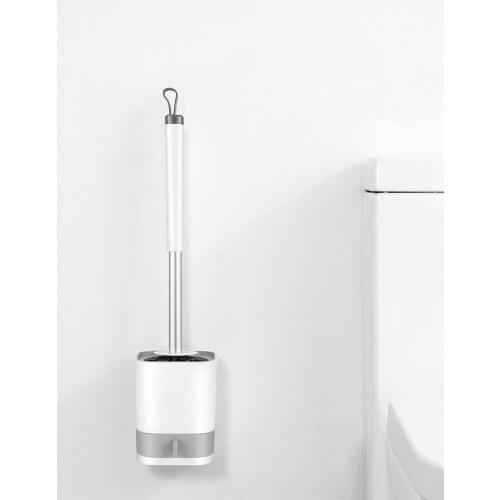 Alu. Alloy Toilet Brush Household Cleaning Product Silicone Brush Head Bathroom Accessories Set Wall-mount Cleaning Tool OK 1170