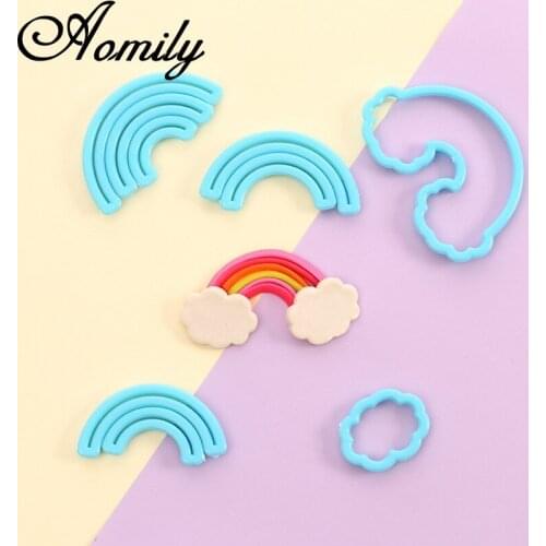 Aomily Rainbow Cloud Cake Beautiful Decoration Lace Fondant Cake Cookies Mold Mousse Sugar Craft Icing Mat Pastry Baking Tool