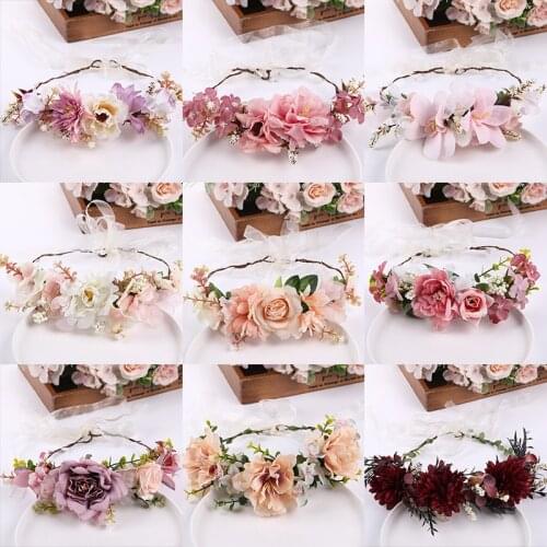 CC Tiara Flowers Wedding Hair Accessories for Women Engagement Jewelry Bridal Crowns Vacation Garland 100% Handmade Wreath 58351
