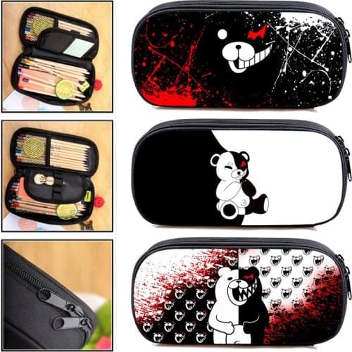 3D Anime Danganronpa Pencil Case Make Up Box Zipper Danganronpa Monokuma Cosmetic Case Beauty Pouch Storage School Supplies