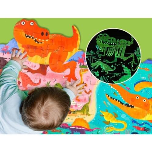 Childrens Fun Jigsaw Dinosaurs/Four Seasons Puzzles Luminous Dinosaur Skeleton Childrens Big Puzzle Toys Toys Kids' Gifts
