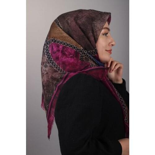 FOMARA SHİNE PATTERNED SILVERY LINEN SCARF-PATTERN-10-AVAILABLE in