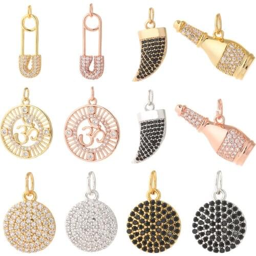 Geometric Pendant Charms for Jewelry Making Cute Round Design Charm Jewelry Charms for Earrings Necklace Bracelet Make Copper