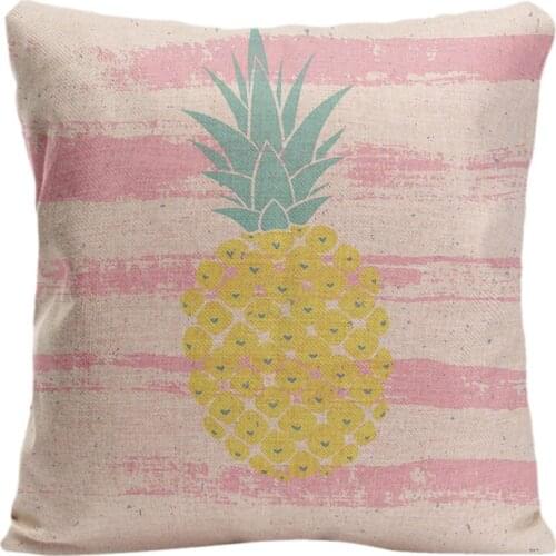 Cotton Linen Summer Bright Poster With Pineapple Throw Pillow Case Decorative Cushion Cover Pillowcase Customize Gift For Sofa