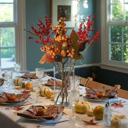 Artficial Maple Leaf Pumpkin Fall Fake Bouquet For DIY Garland Halloween Leaves Autumn Decoration Short Branches For Photography