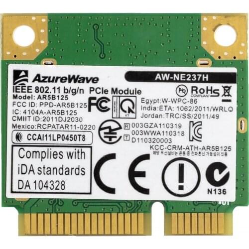 Card for Qualcomm Atheros AR9485 AR5B125 AW-NE237H DELL DW1506 Half Mini Pci-e Wireless Card dell sony samsung
