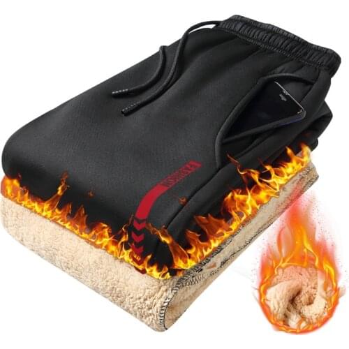 Cashmere Men Pants Winter Lambskin Pants Mens Youth Sports Thick Warm pants men plus Size fashion Casual Winter Skinny Pants