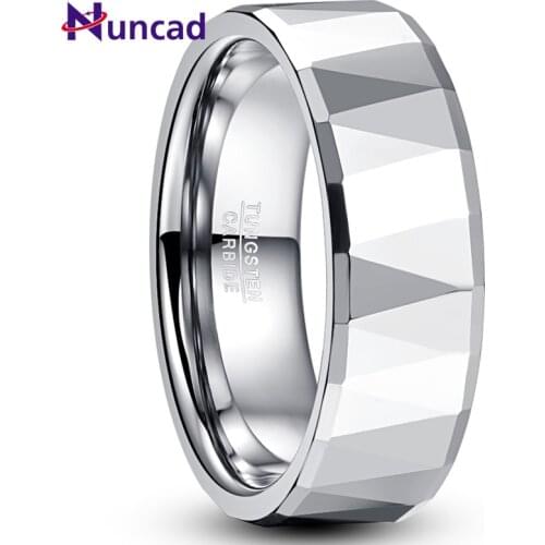 2019 8mm width tungsten steel ring Outer surface + chamfered batch steel color polished tungsten carbide engraved rings