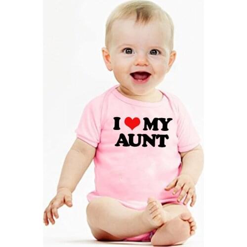 Summer Baby New Romper I Love My Aunt Print Funny Newborn Infant Boys GirlsJumpsuit Toddler Short Sleeve Fashion Clothes