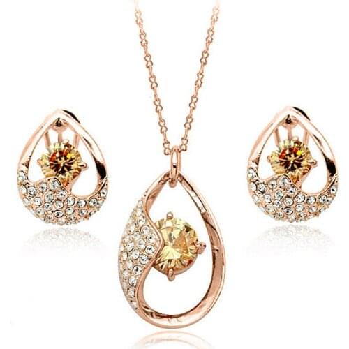 Fashion Jewelry Set Charm Drop zircon Jewelry sets / necklace + earrings Noble jewelry for women