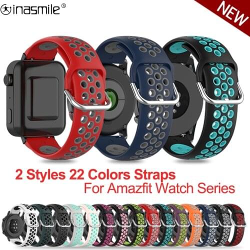 Beautiful 20mm Silicone Strap For Huami Amazfit Bip lite S Gtr 42mm Gts 22mm Accessories bracelet for Gtr 47mm Pace 2 Stratos