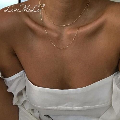 LanMiLa New Necklace 2021 Figaro, Snake, Twisted Golden Thin Chains and Chokers, Women Jewelry