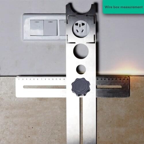 Multi-Functional Stainless Steel Ceramic Tile Hole Locator Ruler Adjustable Punching Hand Tool for House Decorated Work