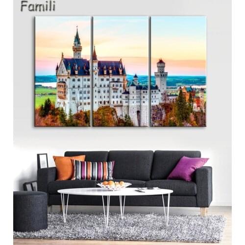 Living room bedroom home wall Art decoration fabric poster neuschwanstein castle bavaria germany famous building landscape