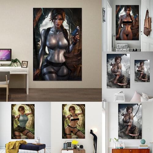 Tomb Raider Canvas Poster Decorative Painting Lara CROFT Wall Art R18 Painting Art Living Room Bedroom Bar Large Size Tapestry
