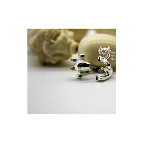Newest wholesale cute UK Bull Terrier Ring free size cartoon animal Bull Terrier dog Ring jewelry Designed for lady 12pcs/lot