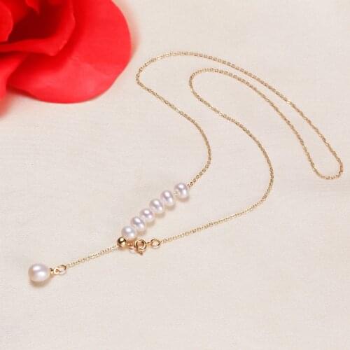 Freshwater pearl Necklce Classic Chain Simple Temperament Gold Neck Ornaments Original New Versatile Jewelry