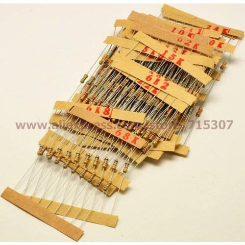 PHISCALE metal film resistor assorted kit 4.7k ohm - 68k ohm 1/4w 0.25w 1% tolerance commonly used 26 values 10x 26= 260pcs