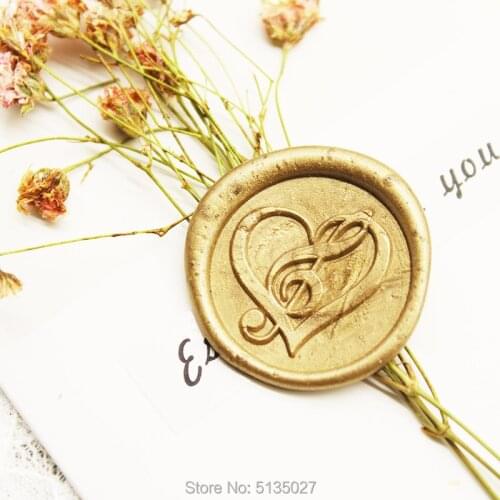 MUSIC HEART Music Note Treble Clef Wax Seal Stamp / Wedding Party Invitation / Envelop Seal / Letter Seal / Starter Kit / Wax St