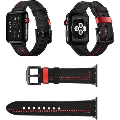 Newest Sewing Line Genuine Leather Watch Strap Band For Apple Watch Series 1 2 3 4 Watchbands iWatch Bands 38mm 42mm 40mm 44mm