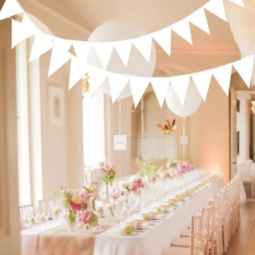 8M Romantic Pure Knot white Garland Bunting Flag Wedding Decoration Fabric Banners Wedding Party Decoratio Bridal Shower Bunting