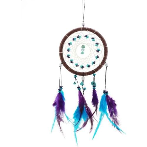 Hand Woven Natural Turquoise Feathers Dream Catcher Wall Hanging Ornaments Home Decoration Accessories Bedroom Decor Aesthetic