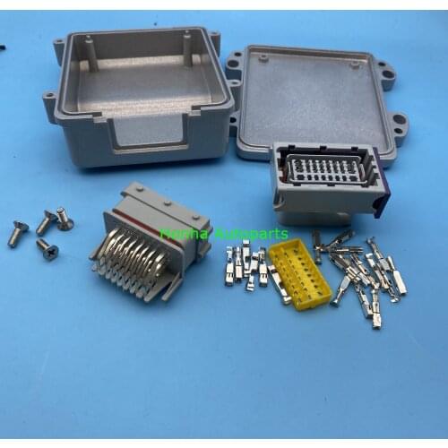 24 Pin Way FCI Male Female Wiring grey Connector Automotive Housing Sealed Socket Plug And ECU Aluminum Box 211PC249S80005