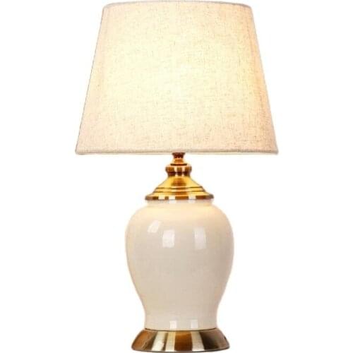 White Ceramic Led Table Lamp European Chinese Porcelain Wedding Decor Light Foyer Bedroom Bedside Hall Desk Lamp 1617