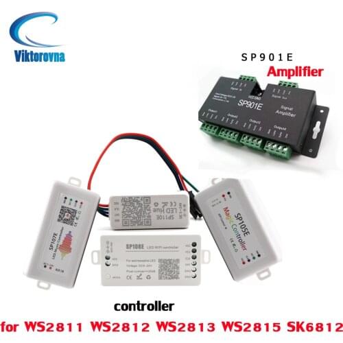 SP105E/SP107E/SP108E/SP110E/SP501E/SP601E Controller Bluetooth-compatible/WIFI/Music Smart SPI Signal Amplifier for WS2811
