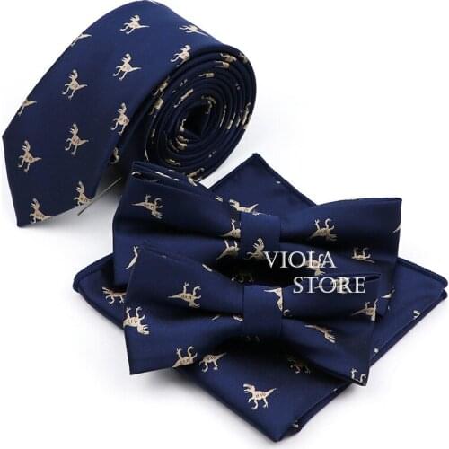 Cute Cartoon Dinosaurs Beetle Car 6cm Tie Set Red Blue Animal Bowtie Handkerchief Slim Party Gift Cravat For Men Shirt Accessory