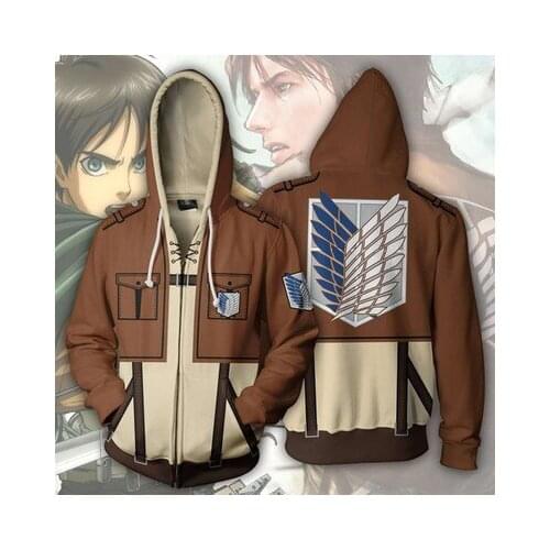 COSSUN hot anime Attack on titan hoodie 3D printing hooded sweaterwear coat zipper for men women hoodies streetwear sweatshirts