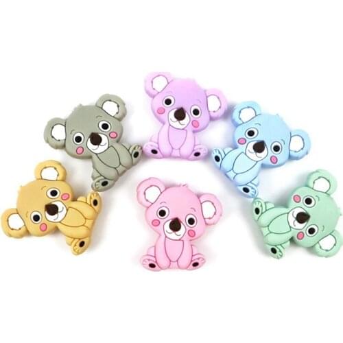 Uxdxu 5pcs/lot Cartoon Koala Baby Teething Silicone Beads Making Baby Nursing Chewing Pacifier Chain Food Grade Baby Teether