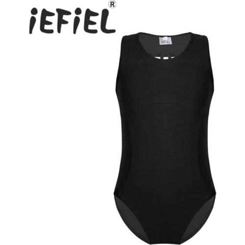 IEFiEL Kids Girls Sleeveless Strappy Back Ballet Dance Tutu Dress Gymnastics Leotard Jumpsuit Children Stage Performance Clothes