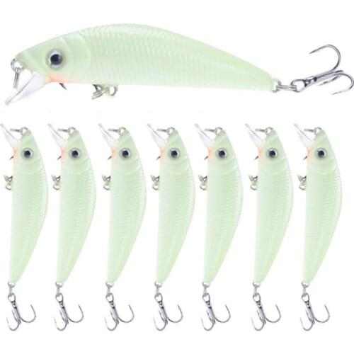 1 PCS 7cm 8g Fishing Lures Luminous Mino Night Fishing Wobbler Floating Trolling Hard Bait Crankbait Carp Fishing Tackle