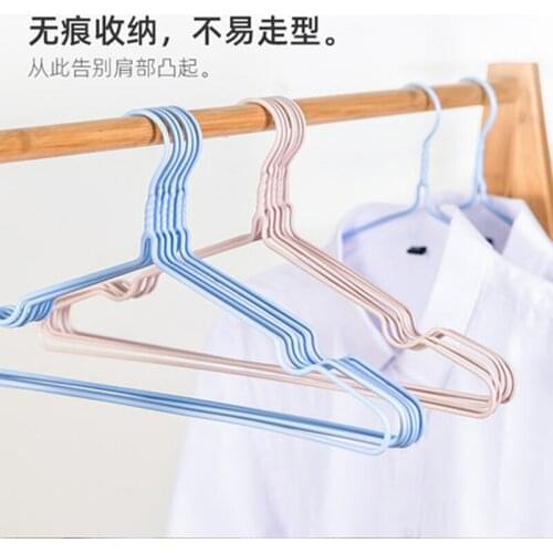 10pcs/lot Non-Slip Suit Coat Hanger Metal Adult Clothes Hangers with Plastic Coating Household Laundry Drying Rack
