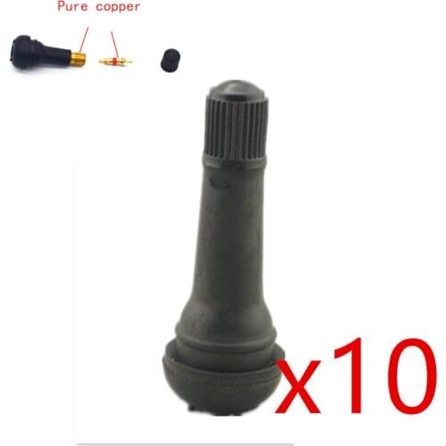 10pcs tr414 Tubeless Snap-In Tire Valve Stems Short Black Rubber Tyre vavle
