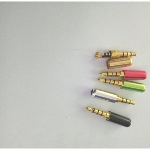 100pcs 5 colors 3.5mm 4 poles Stereo Plug soldering connector New