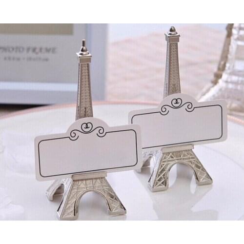 100pcs Romantic Paris Theme Silver Eiffel Tower Place Card Holder Wedding Party Table Decoration Favors DHL Free Shipping