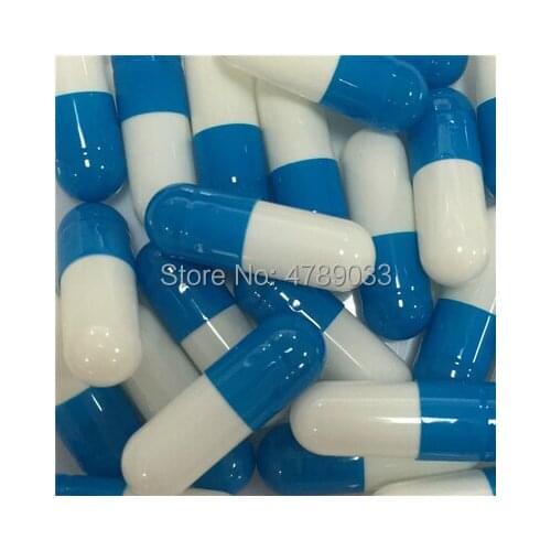 1000pcs Size 0# Blue+White Empty Capsule,High Quality Gelatin Medicinal Powder Package,Edible Mask Container