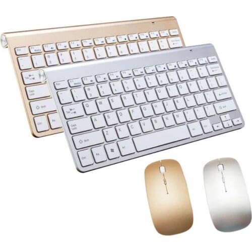 2.4G Wireless Keyboard and Mouse Combo Mini Multimedia Keyboard Mouse Set For Laptop PC TV Rose Gold Silver