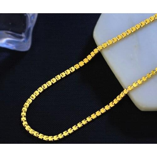2mm Square Chain Necklace For Women New Korean Gold Color Necklace Men Necklaces & Pendants Jewelry 16 18 20 22 24 Inch A122