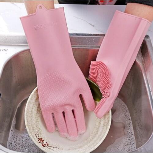 2Pairs Magic Silicone Dishwashing Gloves Kitchen Accessories Dish washing Household Tools for Cleaning Car Pet Hair Brush Gloves