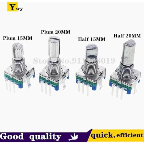 5PCS/LOT 20 Position 360 Degree Rotary Encoder EC11 w Push Button 5Pin Handle Long 15/20MM With A Built In Push Button Switch
