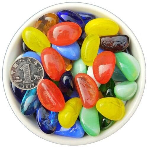 500g aquarium rocks Non-toxic and tasteless colorful flat glass beads Home Decor Garden Fish tank decorative stones DIY Gift