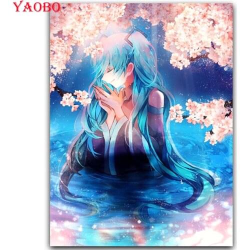 5D Home Decor Diamond Painting Sakura Anime Girl Diamond Mosaic Sale Rhinestones Pictures Diamond Embroidery Full Display