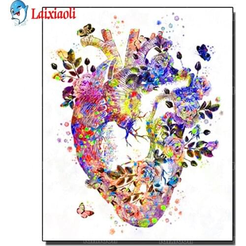 Diamond Painting Heart Human Organs Medical Anatomy Full Round DIY Sticking Drill Cross Stitch Embroidery Medicine Student Gift