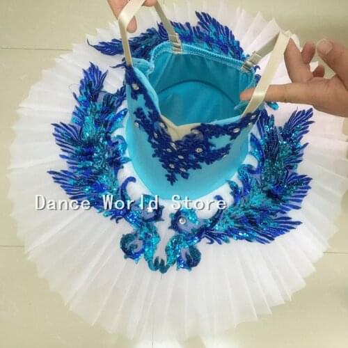 Blue Swan Lake Ballet Costume Adult Child Professional Tutu Competition Dress Pancake Ballerine Dress For Girls Skating Costumes