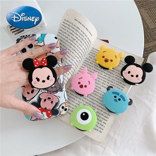Disney Mickey Minnie Cartoon Mobile Phone Holder Airbag Telescopic Bracket Ring Buckle Silicone Folding Support Net Red