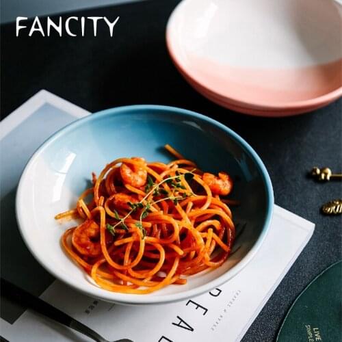 FANCITY Home plate, creative large soup plate, fashion style ceramic deep plate, personality porcelain plate